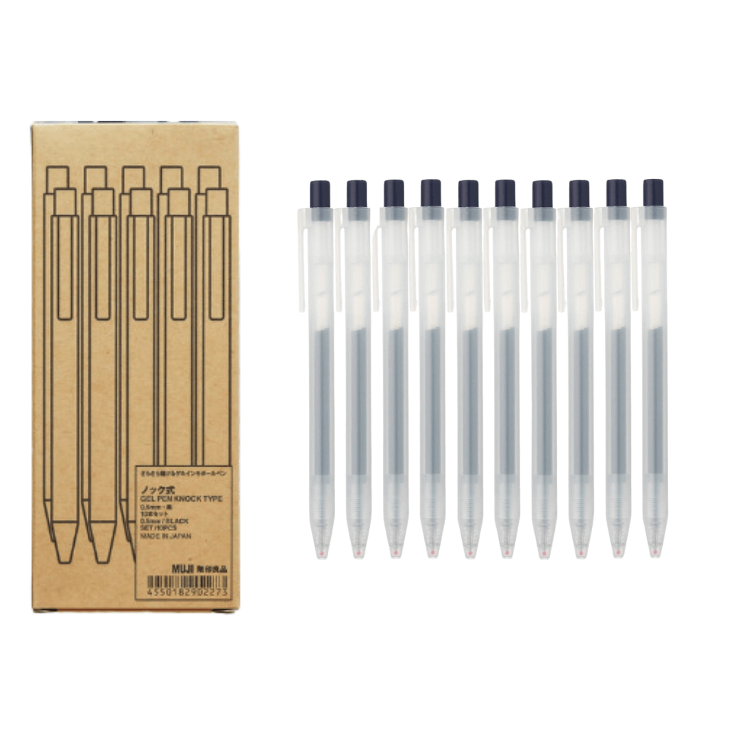 SMOOTH GEL INK BALLPOINT PEN KNOCK TYPE 0.5MM (ONE BOX/10PCS) - Kedaiku