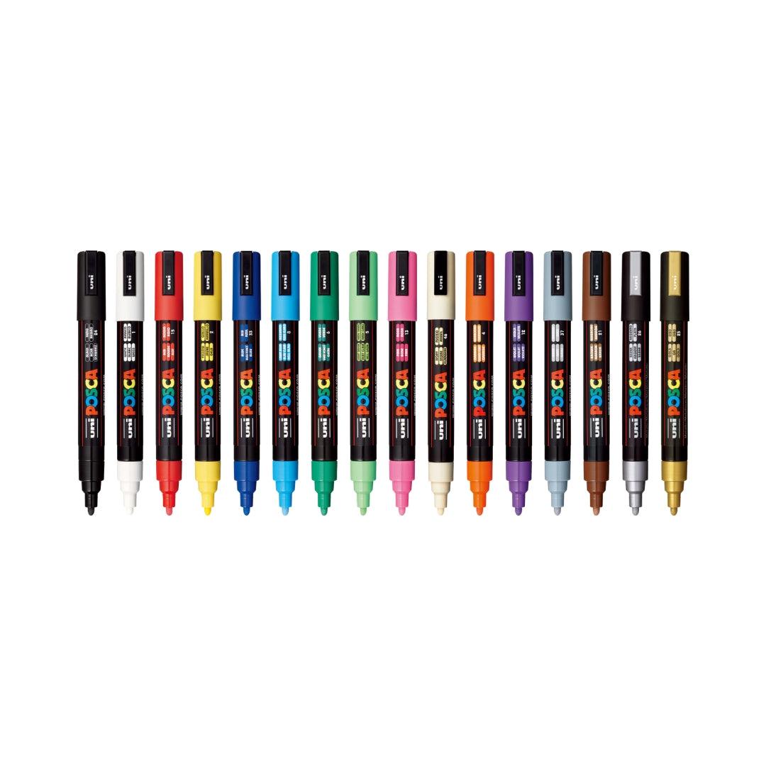 Uni POSCA Marker Pen PC-5M Medium Set of 16 Assorted Colours - Kedaiku