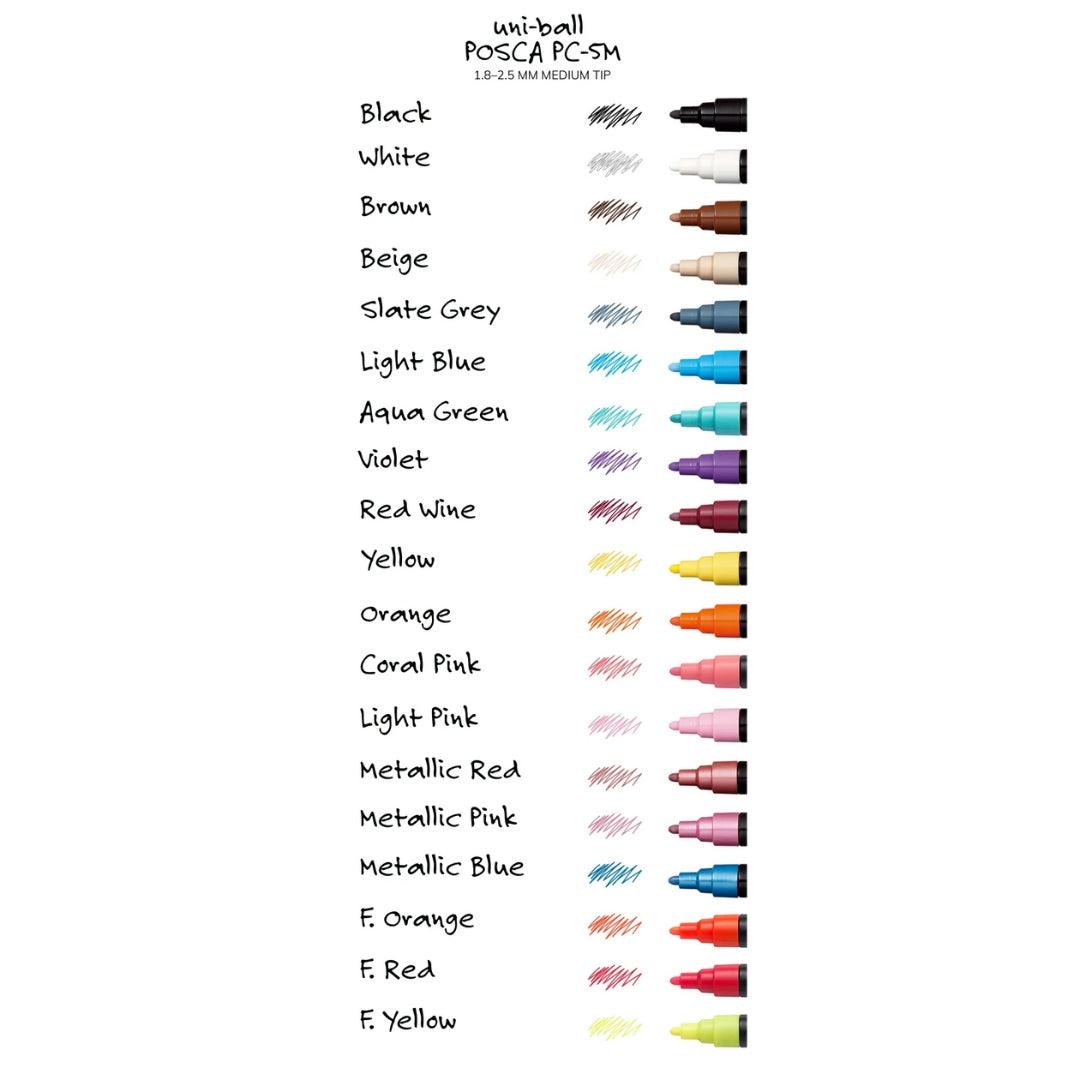 Uni POSCA Marker Pen PC-5M Medium Set of 16 Assorted Colours - Kedaiku