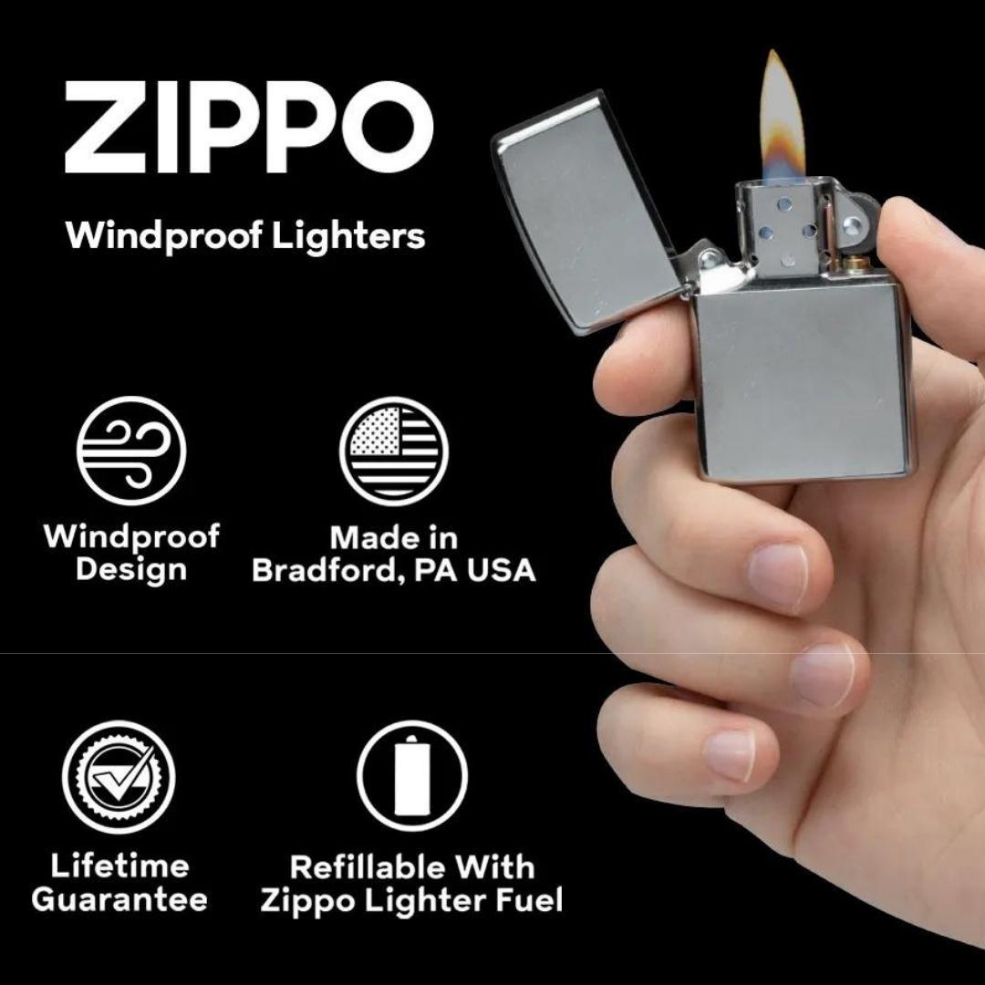 ZIPPO Classic Brushed Chrome with Zippo Logo (200ZL) - Kedaiku