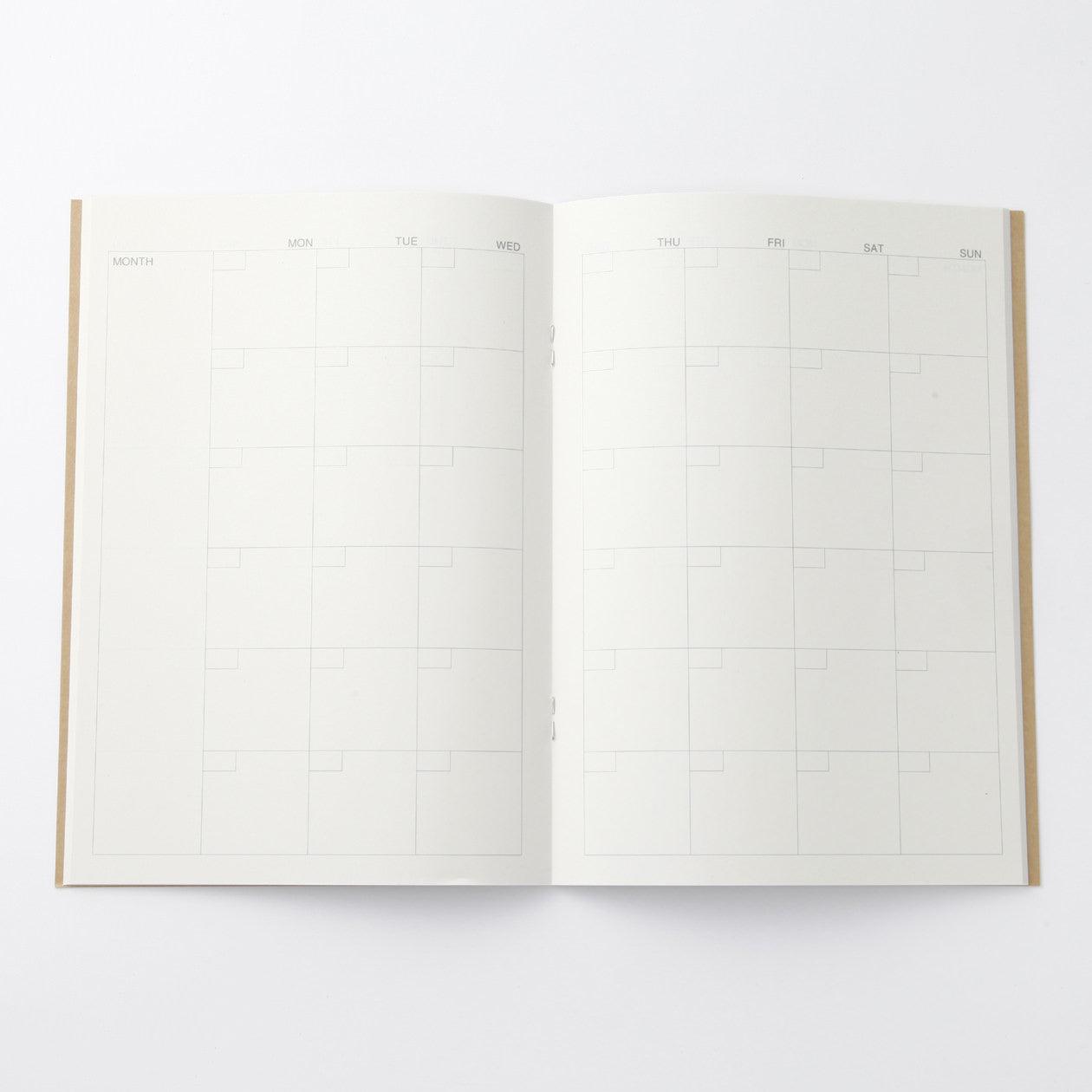 A5 SCHEDULE Monthly Weekly Notebook-Muji-monthly weekly,muji,notepad,planting tree,schedule,Stationery